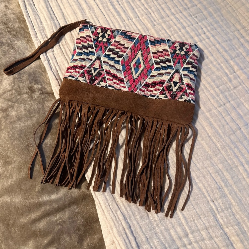 Pink Aztec clutch purse